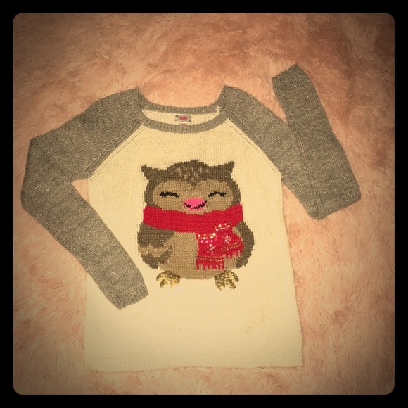 Justice Girl’s Owl Graphic Color Block Two Tone Cozy Knit Sweater - Picture 6 of 6